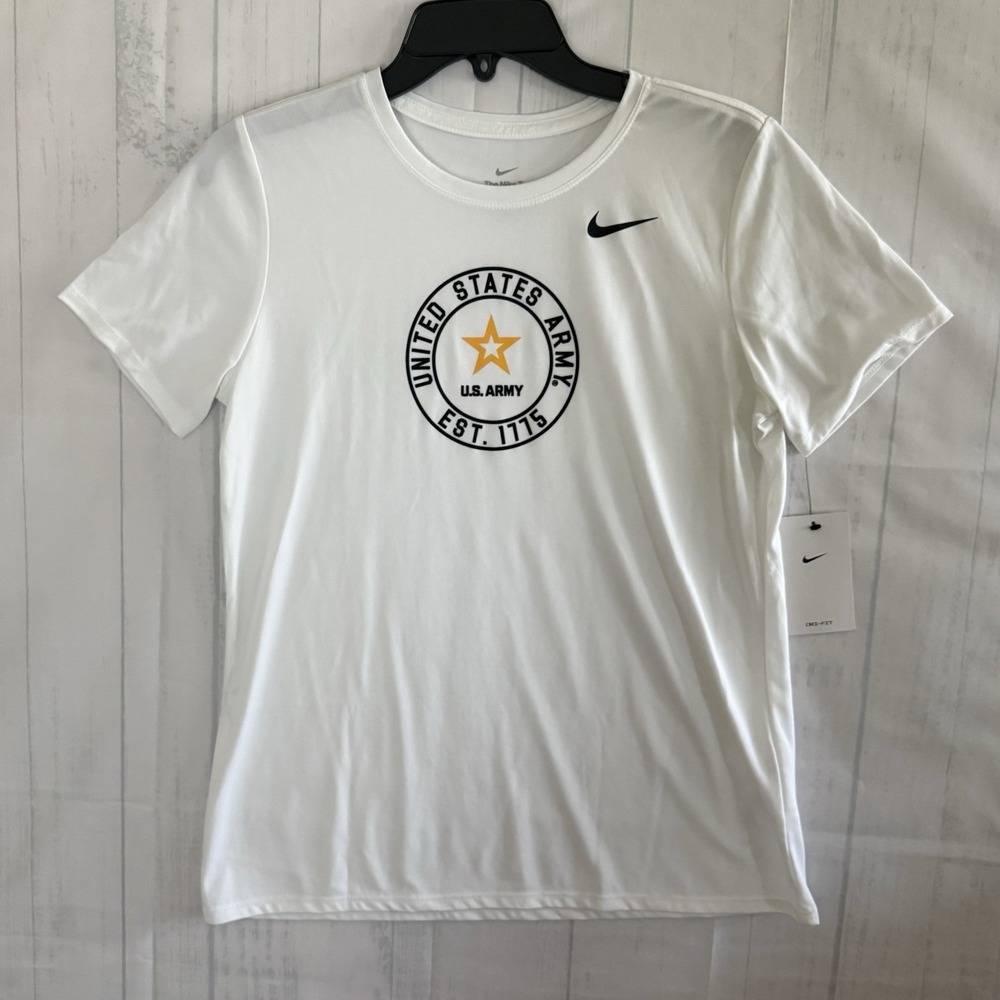 US Army Nike Dri-Fit White Crew Neck SS Tee Shirt Women's M NWT Legend